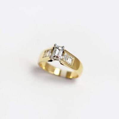 Handmade Shouldered Baguette Diamond Ring