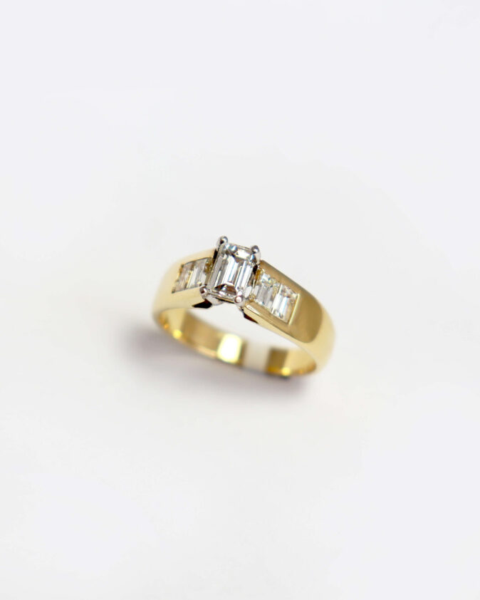 Handmade Shouldered Baguette Diamond Ring