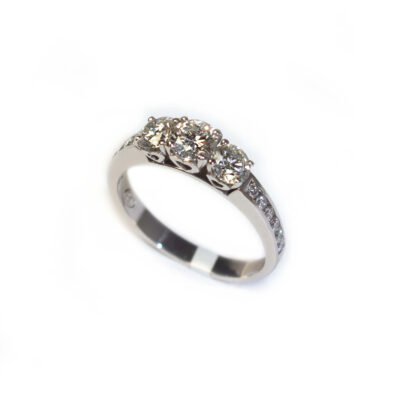 Trilogy Diamond Ring with Channel Set Shoulders
