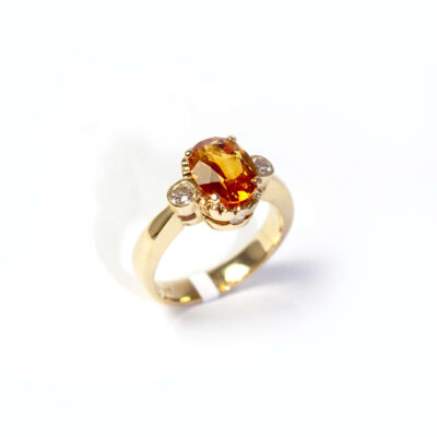 Handmade Citrine and Diamond Dress Ring