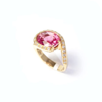 Modern Swirl Pink Tourmaline and Diamond Dress Ring
