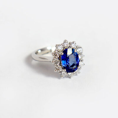 Traditional Sapphire and Diamond Cluster