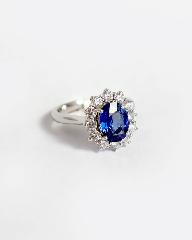 Traditional Sapphire and Diamond Cluster