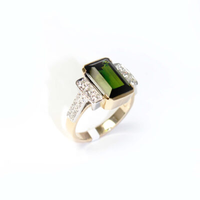Green Tourmaline and Diamond Dress Ring