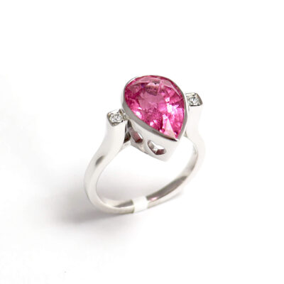 Modern Pear Pink Tourmaline Ring