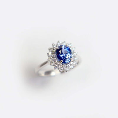 Modern Sapphire and Diamond Cluster Ring