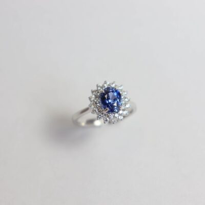 Modern Sapphire and Diamond Cluster Ring
