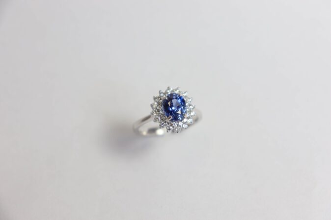 Modern Sapphire and Diamond Cluster Ring