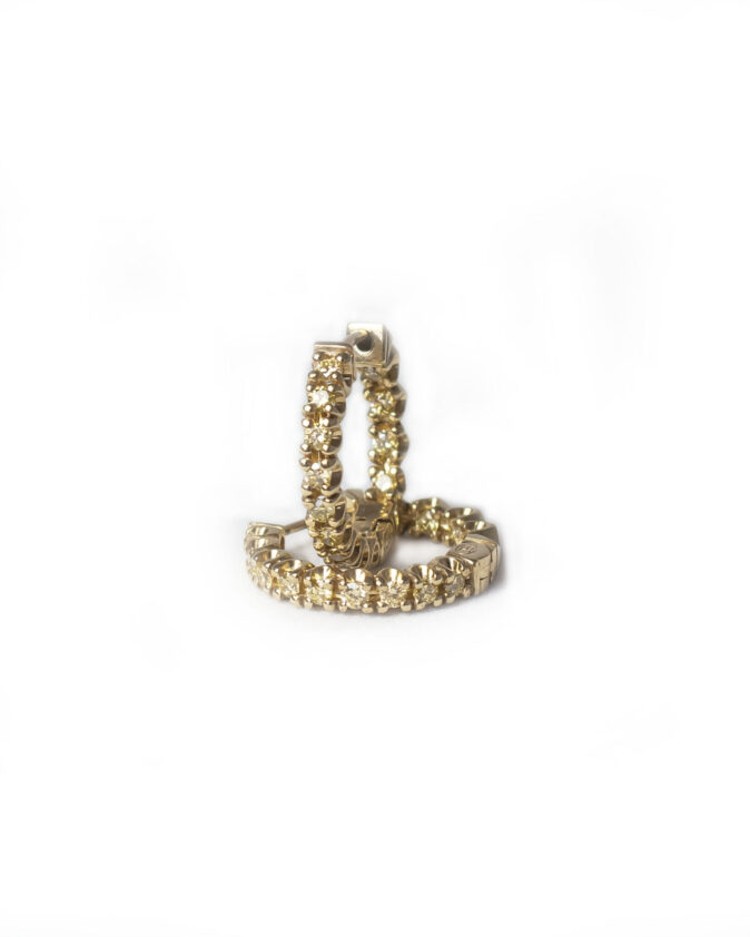 Yellow Gold Diamond Huggie Earrings