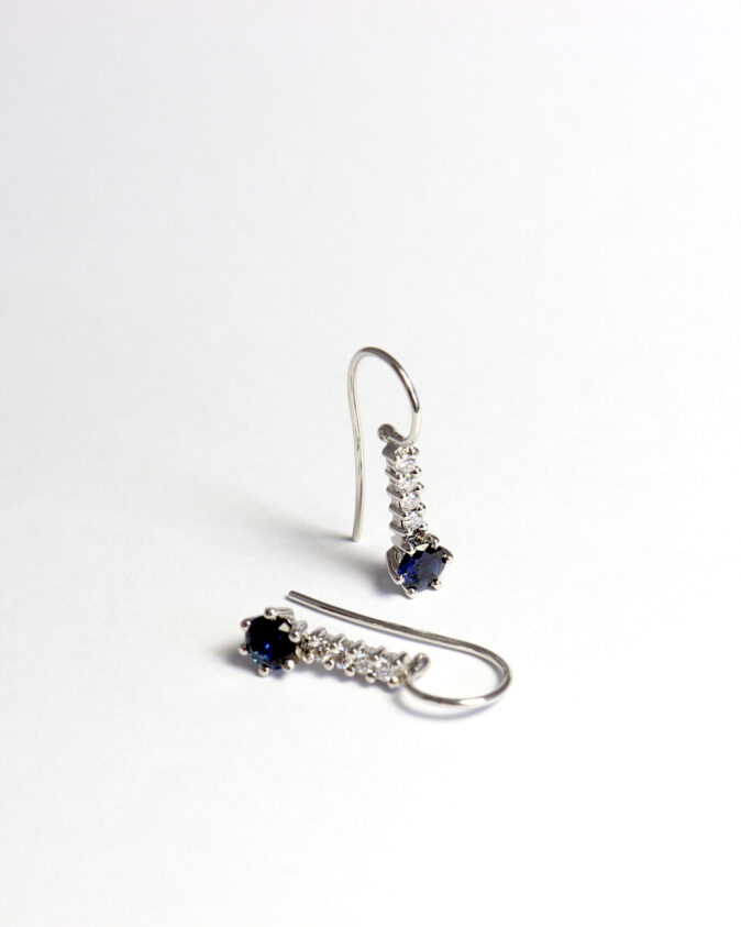 Handmade Sapphire and Diamond Earrings - Image 3
