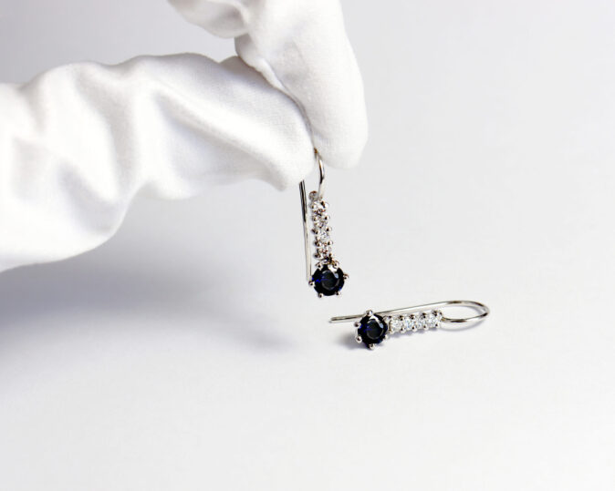 Handmade Sapphire and Diamond Earrings