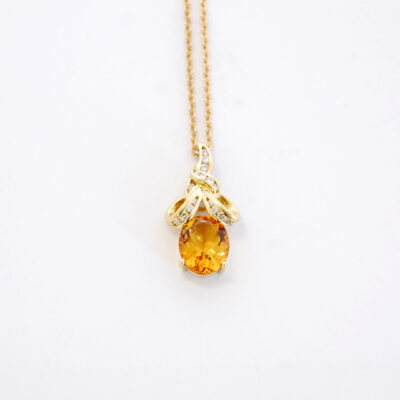 Citrine and Diamond Swirl Pendant