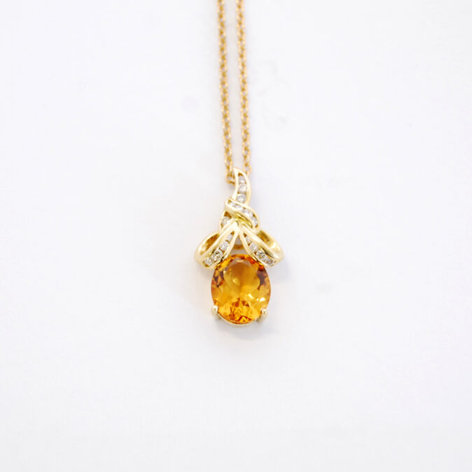 Citrine and Diamond Swirl Pendant