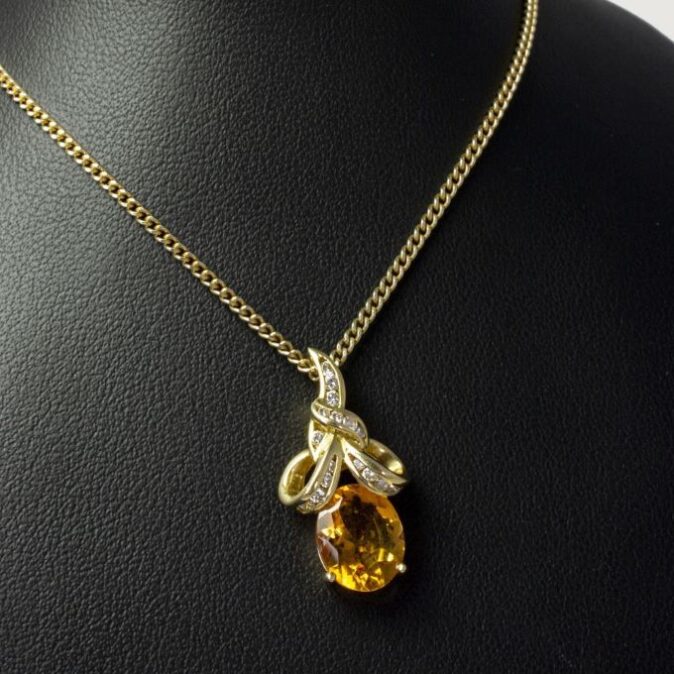 Citrine and Diamond Swirl Pendant - Image 2