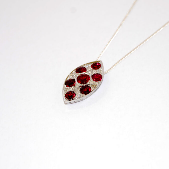 Handmade Art Deco Rubillite and Diamond Pendant - Image 2