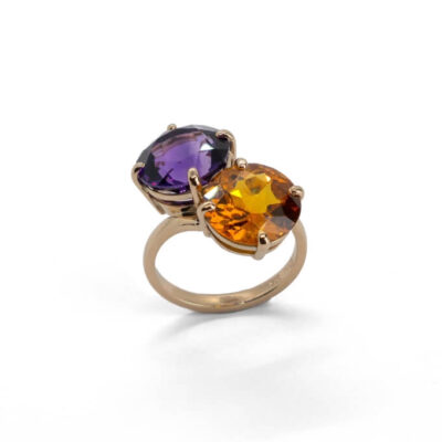Stunning Modern Amethyst and Citrine Ring