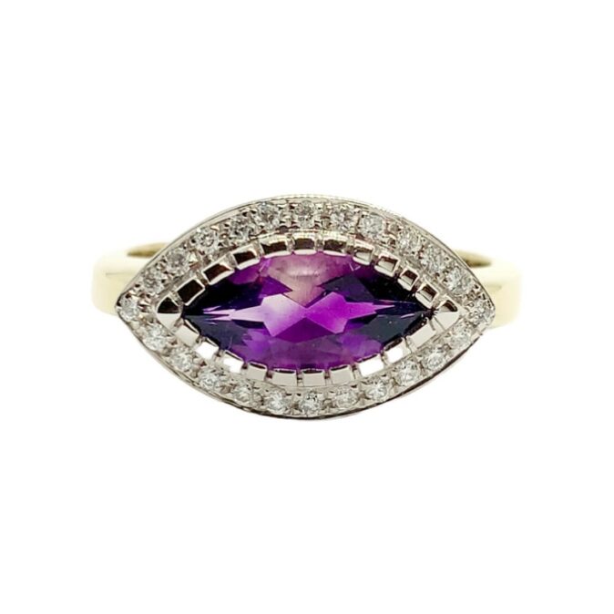 Modern Marquise Amethyst Dress Ring - Image 4