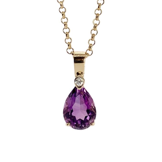 Traditional Amethyst and Diamond Pendant - Image 2