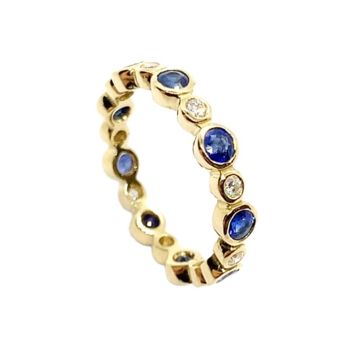 Modern Sapphire and Diamond Stacker Ring - Image 2