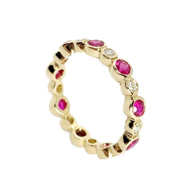 Modern Ruby and Diamond Stacker Ring - Image 2