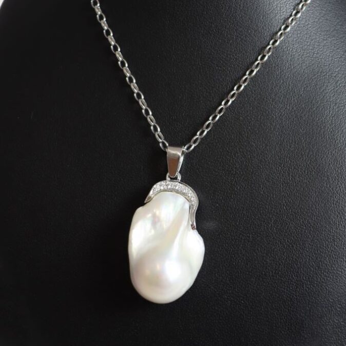 Modern Handmade Diamond and Cultured Pearl Pendant