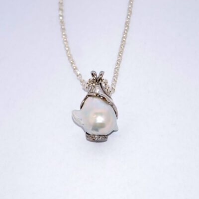 Baroque Pearl and Diamond Pendant