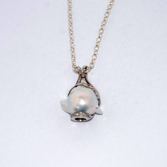 Baroque Pearl and Diamond Pendant - Image 2
