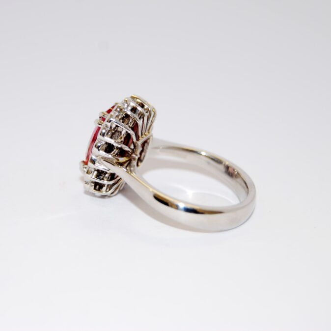 Platinum Pink Tourmaline Diamond cluster ring - Image 3