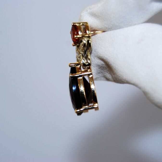 Handmade Mandarin Garnets & Smokey Quartz Earrings - Image 3