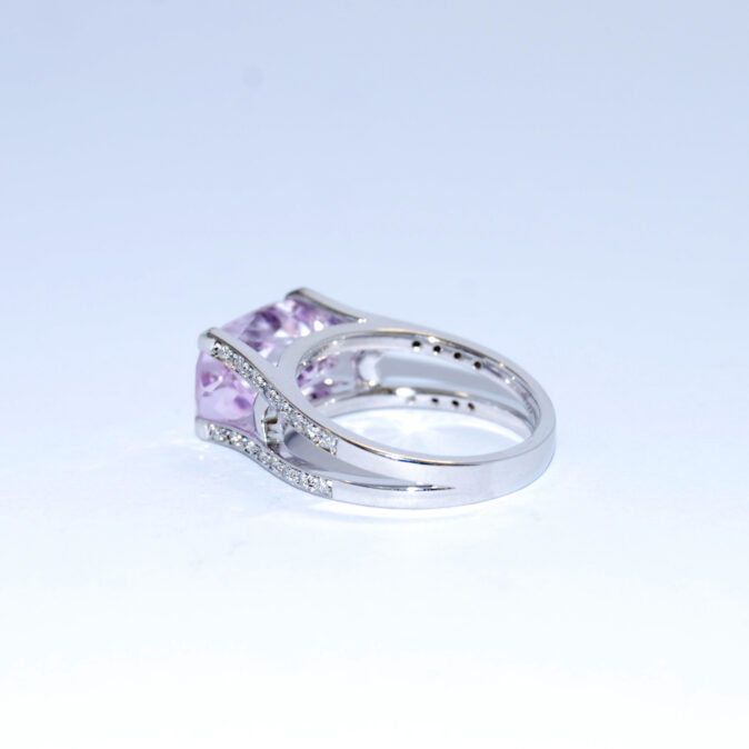 Modern Kunztite and Diamond Ring - Image 3