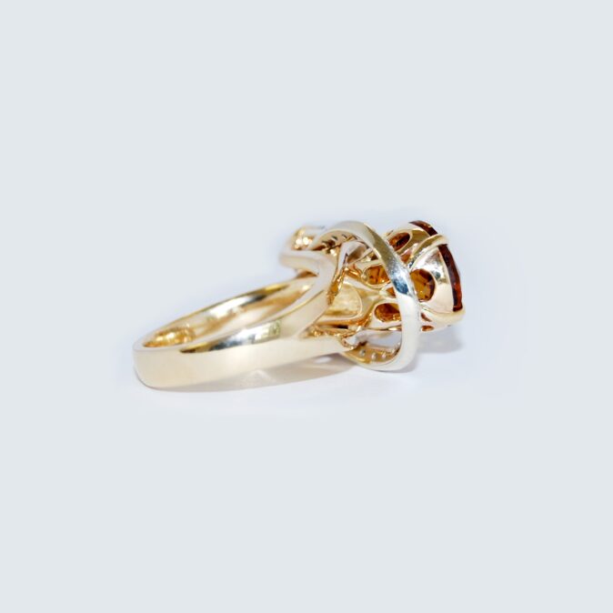 Handmade Exclusive Garnet, Citrine and Diamond Ring - Image 3
