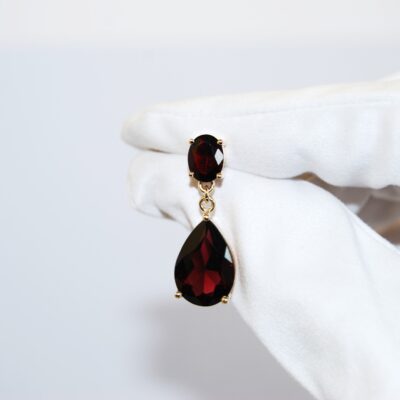 Deep Red Garnet Earrings