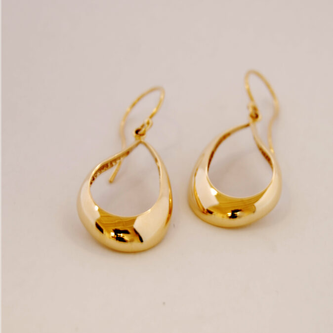 Yellow Gold Drop Swirl Earrings - Image 2